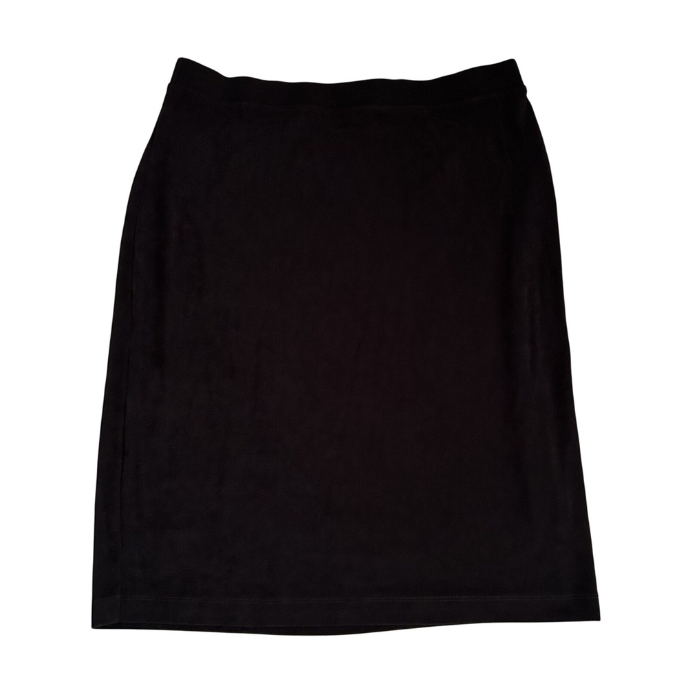 Chicos Travelers Skirt SzM Black Stretchy Slinky Midi Pull On Minimalist Capsule